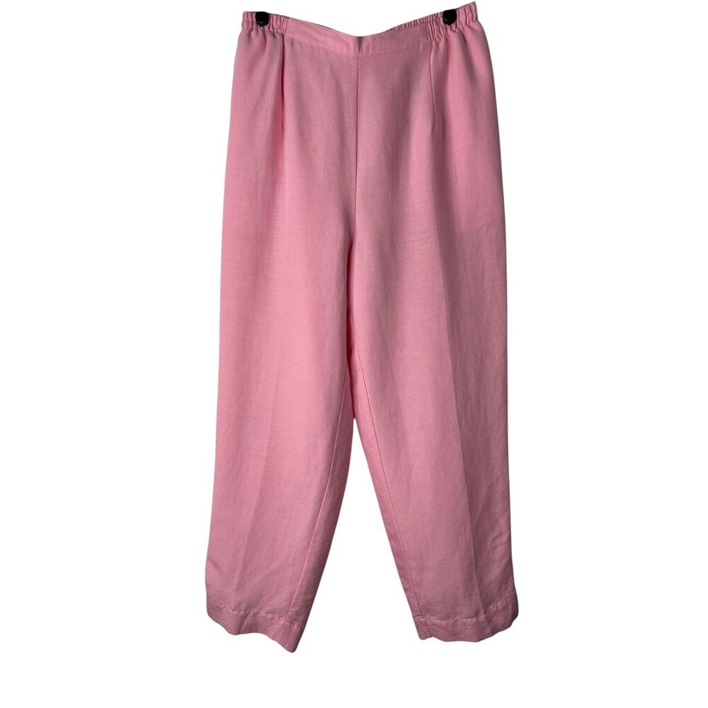 Vintage Napa Valley Pants Size 10 Pink Linen Blend Pull On Crop Straight Pockets